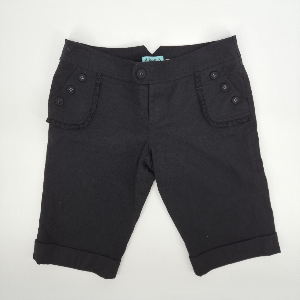Y2K Juicy Couture Vintage Black Cashmere Wool Bermuda Shorts Size 12